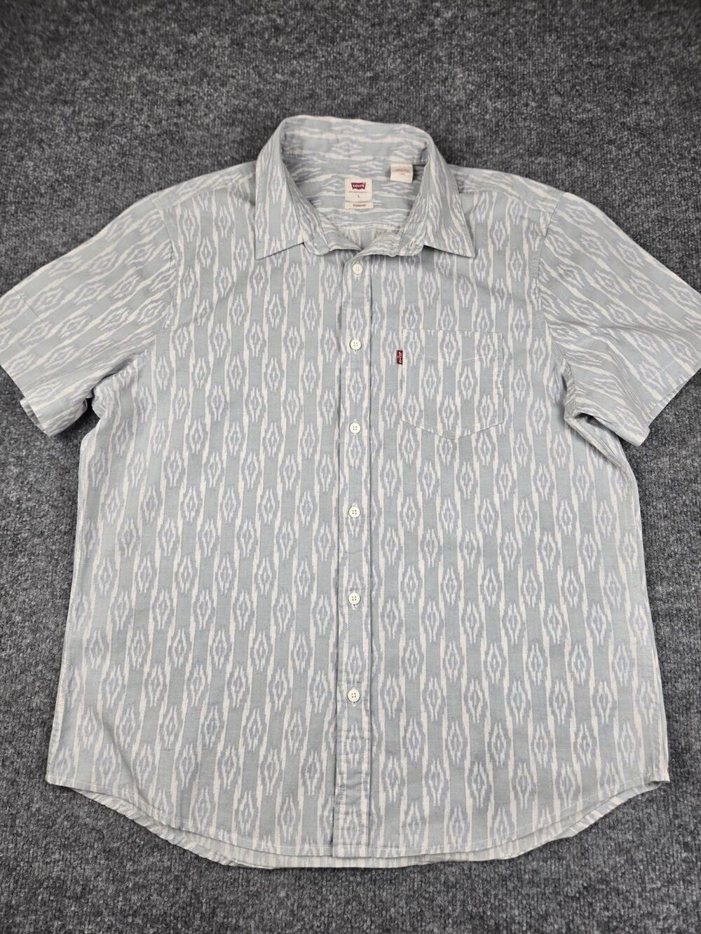 Levis Short Sleeve Button Down Shirt Blue Men's Large Red Tab Levi's #939